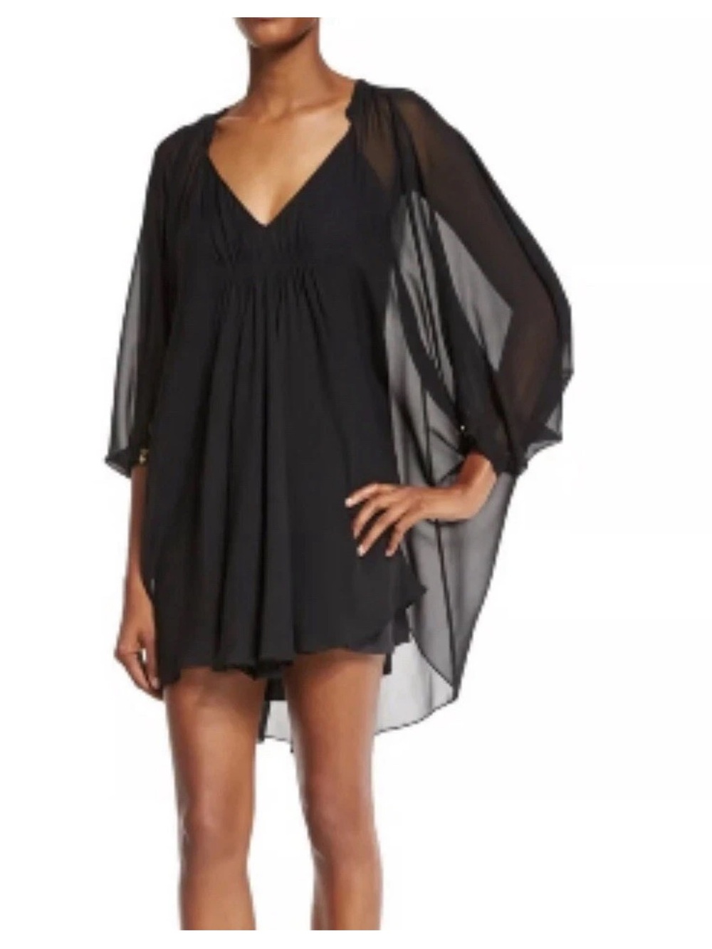 Diane Von Furstenberg Black Silk V-Neck Mini Dress